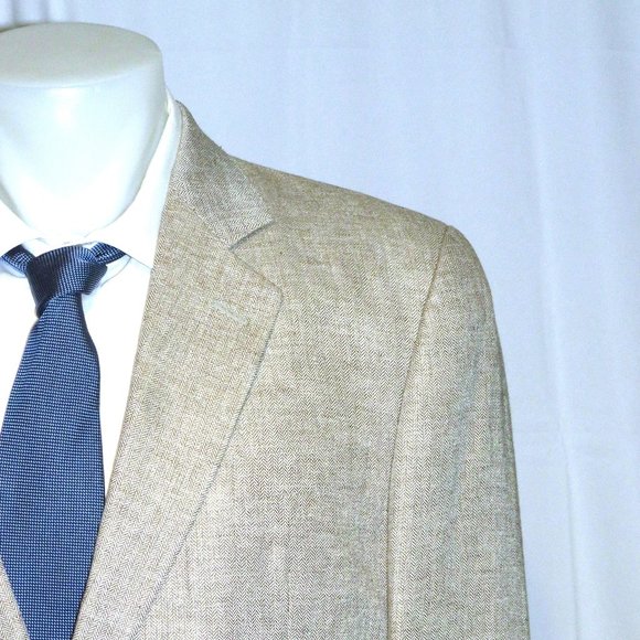 Giorgio Armani Other - Giorgio Armani Black Label Stone Herringbone Linen Blend Two Button Blazer 44R